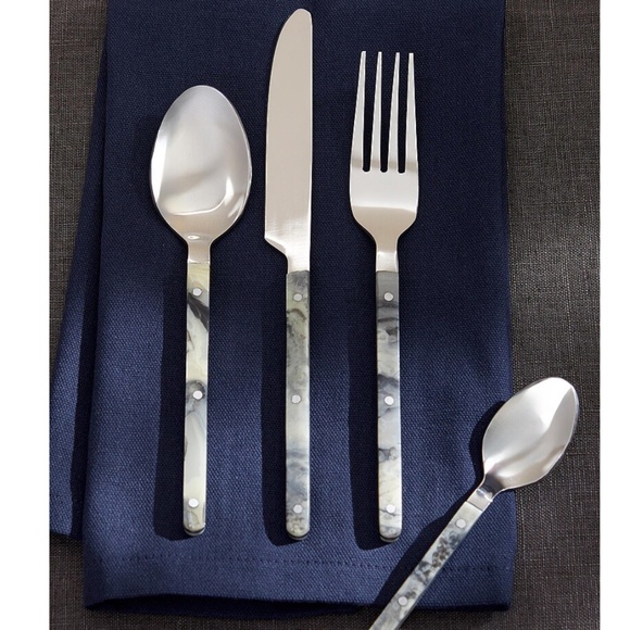 Lot of 4 (four) sets of faux-marble utensils 4 pieces each (16 pieces in total) - Picture 2 of 8